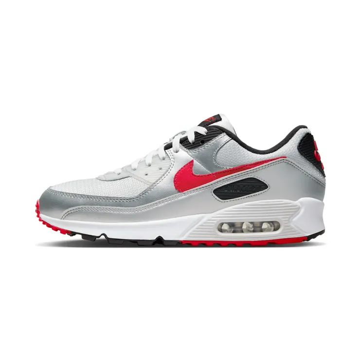 Nike Air Max 90 Icons – Silver Bullet “Photon Dust / Metallic Silver / Black / University Red” (DX4233-001)