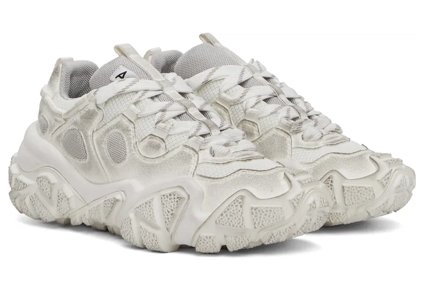 Acne Studios White Tumbled Low Sneakers (AD0307-) (4)