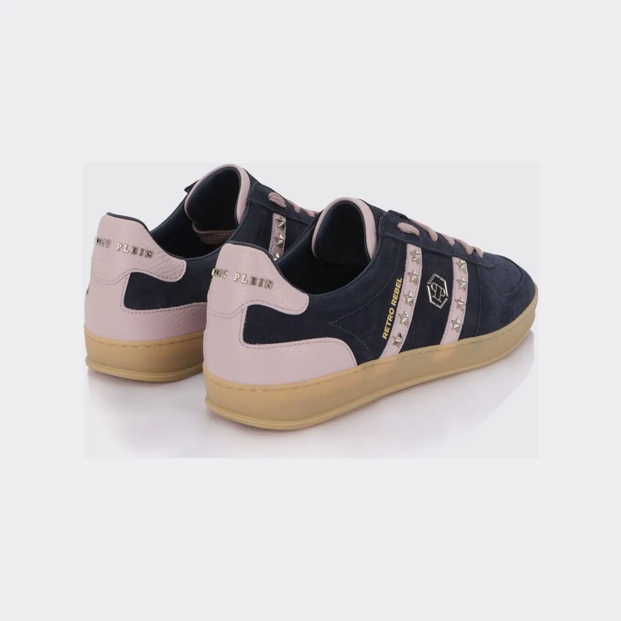 Philipp plein Retro Rebel Suede Sneakers with Applied Stars Blue (SAFSUSC0911PLE009N14) (2)