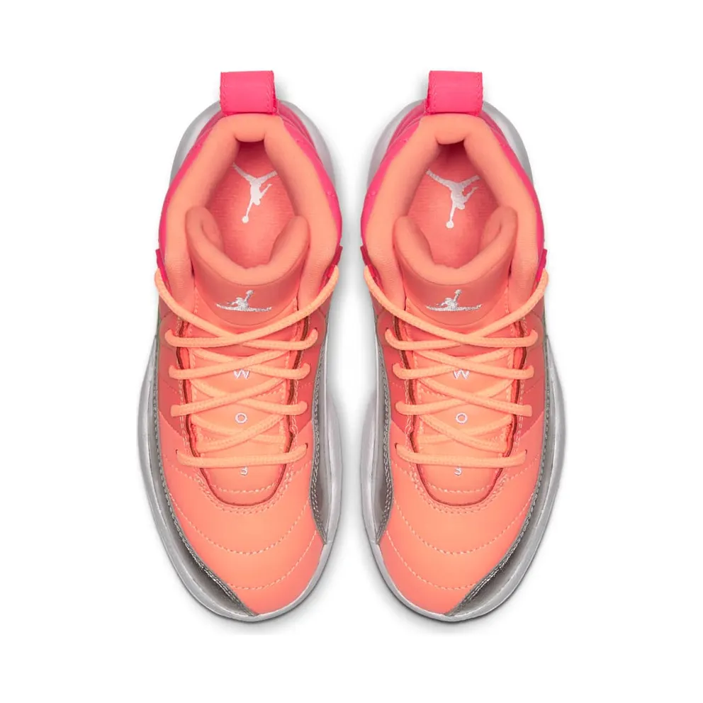 Jordan 12 Retro Sunrise (PS) Racer Pink/White-Hot Punch-Bright Mango-Sunset Pulse-Metallic Silver (510816-601)