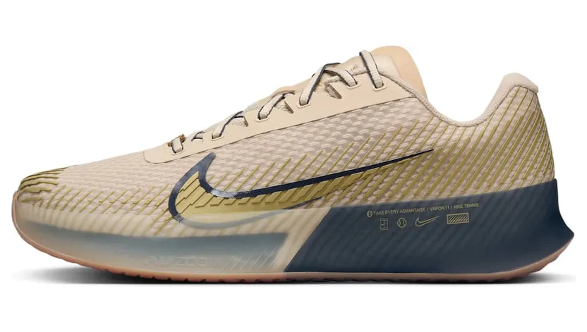 Nike Court Vapor 11 HC Premium Sanddrift Thunder Blue Gum Medium Brown Metallic Gold (FN4735-101)