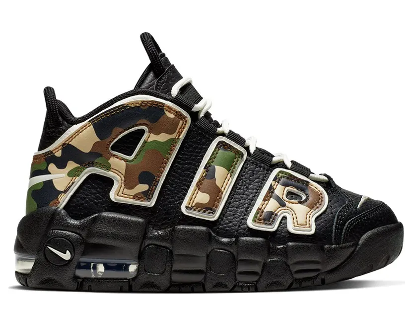 Nike Air More Uptempo QS PS ‘Camo’ Black/Sail-Light British Tan-Asparagus (CJ0931-001)