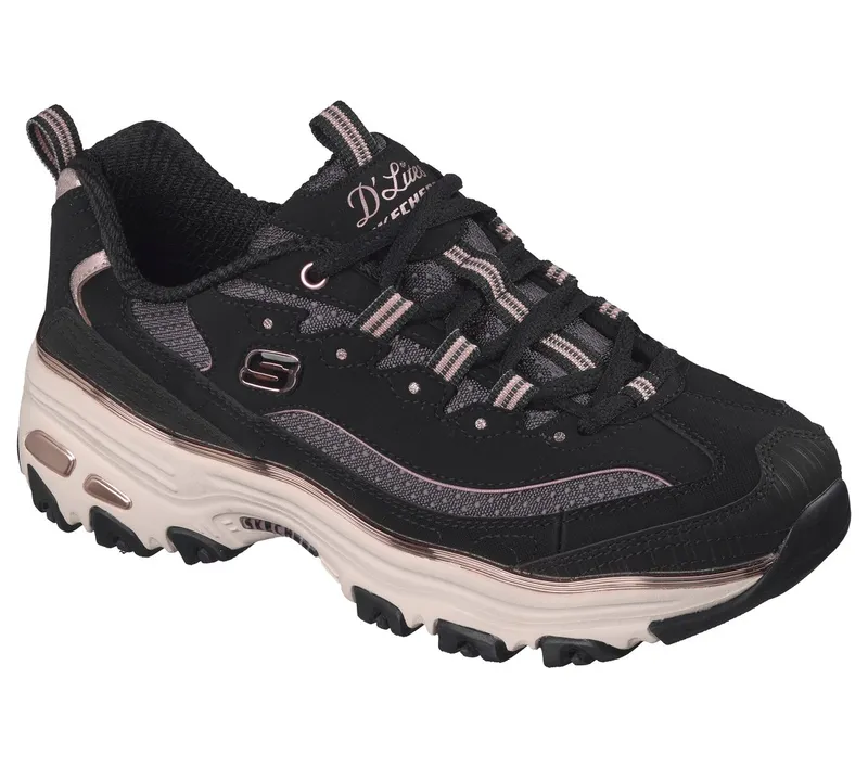 Skechers D’Lites – Chrome Wave Sneaker Black/Roos Gold