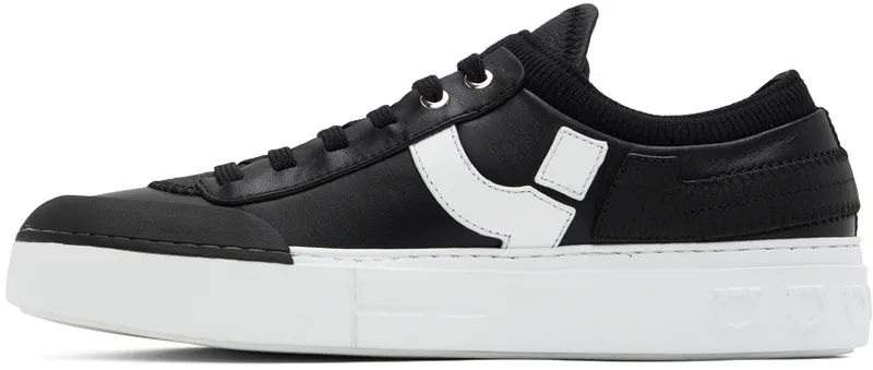 Salvatore Ferragamo Black Gancini Low-Top (753540 020840003)