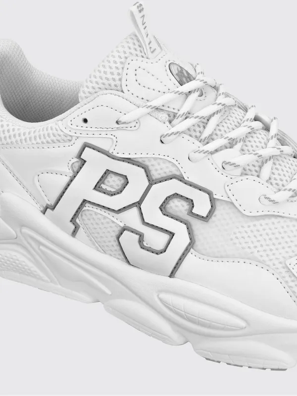 Plein Sport Low-Top Sneakers in Leather and Mesh with Contrast Monogram White (SADSUSC0611STE003N0101) (3)