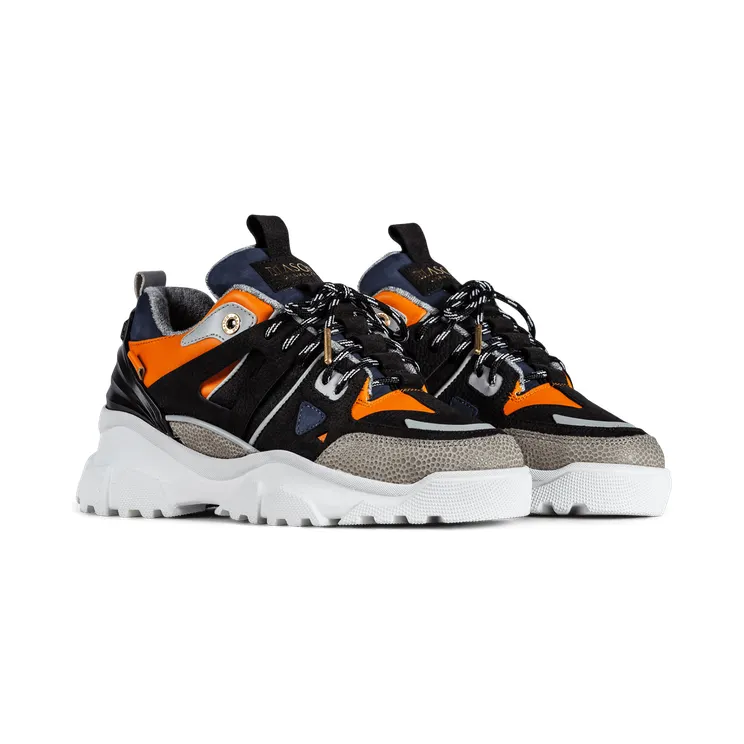 Mason Garments Genova II Nubuck / Leather – Black / Orange (SS21-35-17A)