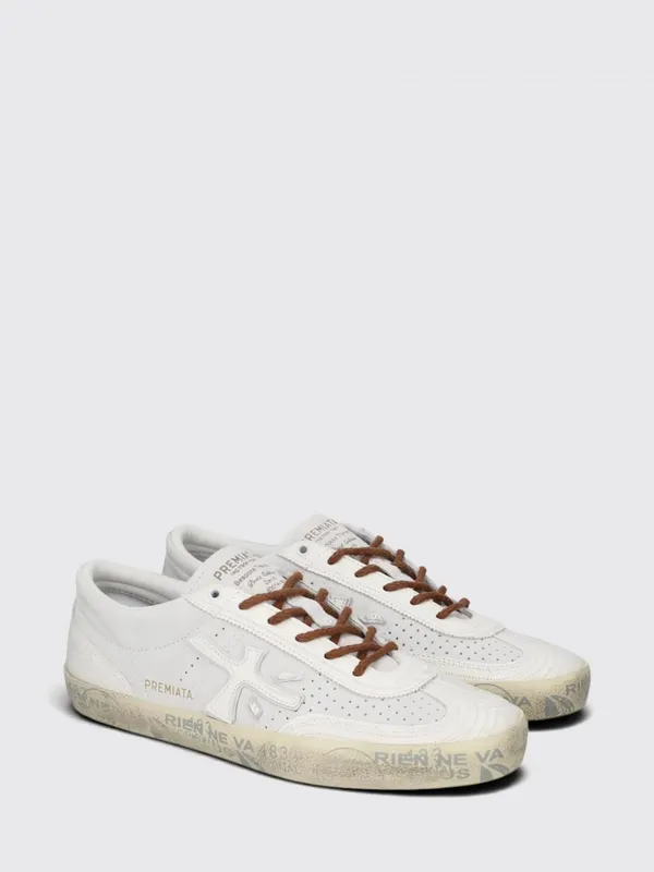 Premiata David Leather and Suede Low-Top with Padded Ankle White (DAVIDD8294)