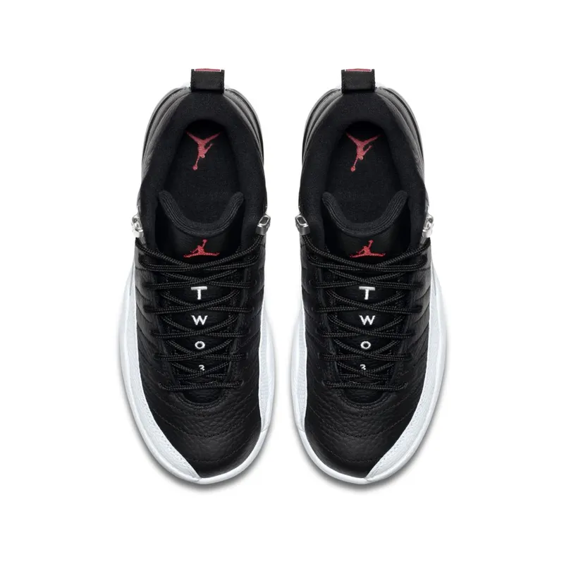 Jordan 12 Retro Low Playoffs (GS) Black/Varsity Red-White-Metallic Silver (308305-004)