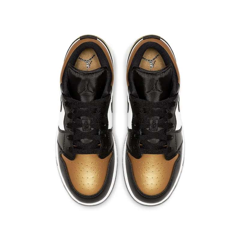 Jordan 1 Low Gold Toe (GS) Metallic Gold/Black-White (CQ9487-700)