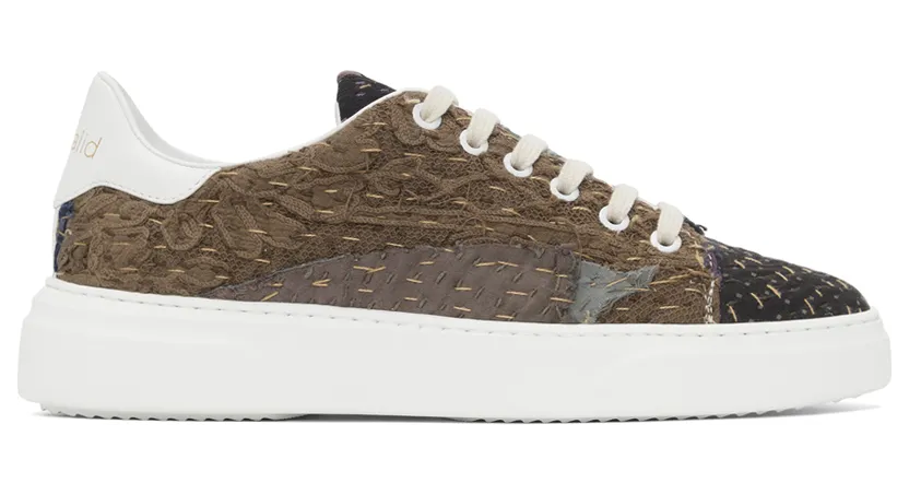 By Walid Multicolor Round Toe Lace-Up Sneakers (C190305M)