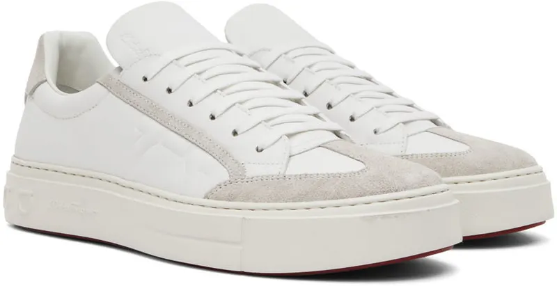 Salvatore Ferragamo White Gancini Low-Top (697630 02B227007)