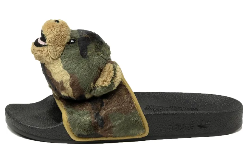 adidas JS Adilette Jeremy Scott Teddy Camo – “Black” (H02882)