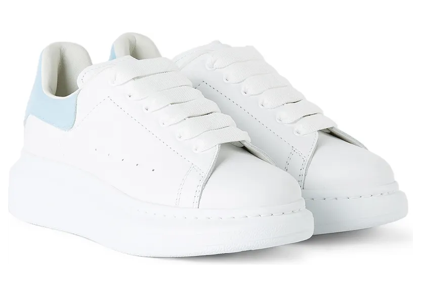 Alexander McQueen Kids White & Blue Suede Tab Oversized Sneakers (587691 WHX12) (4)