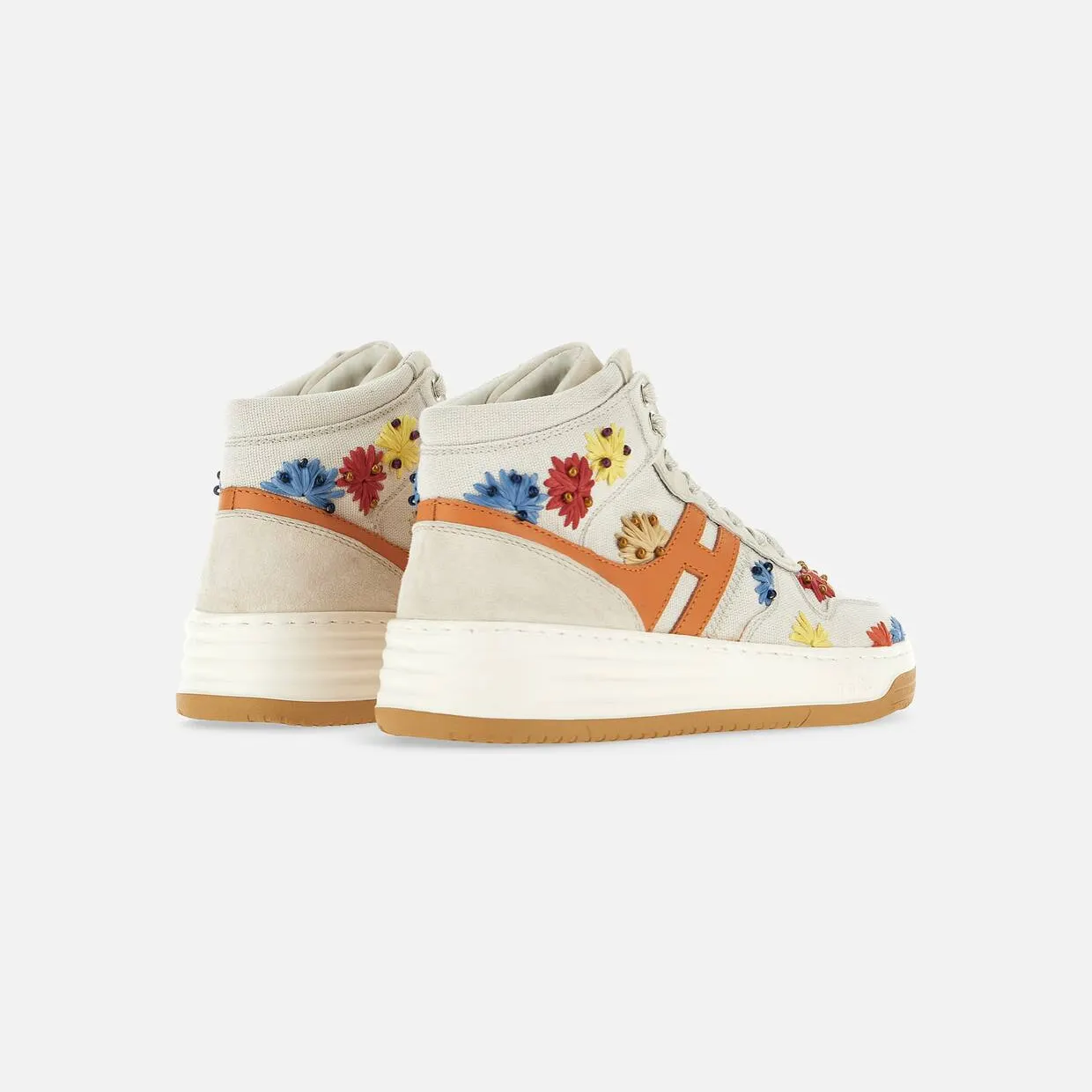 Sneakers Hogan H630 High Top Ivory Orange Red (GYW6300EZ10S530TA3) (2)
