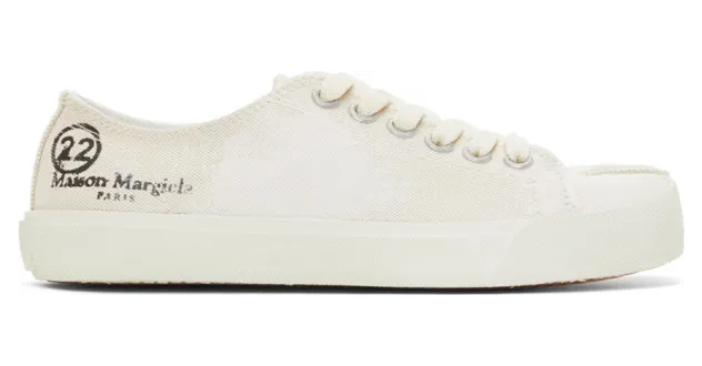 Maison Margiela Off-White Linen Painted Tabi Sneakers (S58WS0110 P4040)