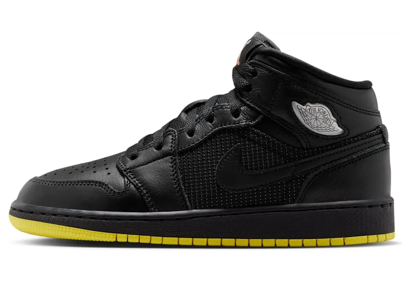 Nike Air Jordan 1 Mid SE “Black / Opti Yellow / Silver” (IV6811-001)