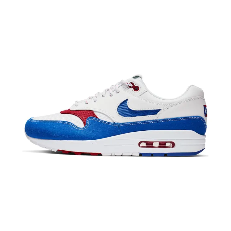 Nike Air Max 1 Premium ‘Puerto Rico’ White/Gym Red/Racer Blue (CJ1621-100)