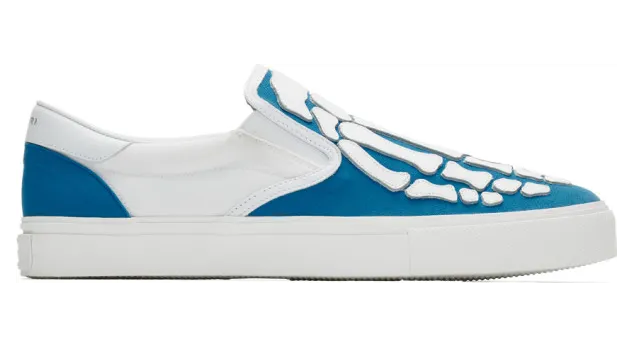 AMIRI Blue and White Bones Slip-On Sneakers (S0F23271CL)
