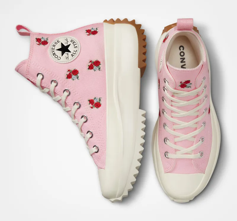 Converse Run Star Hike Platform Embroidered Floral Sunrise Pink/university Red