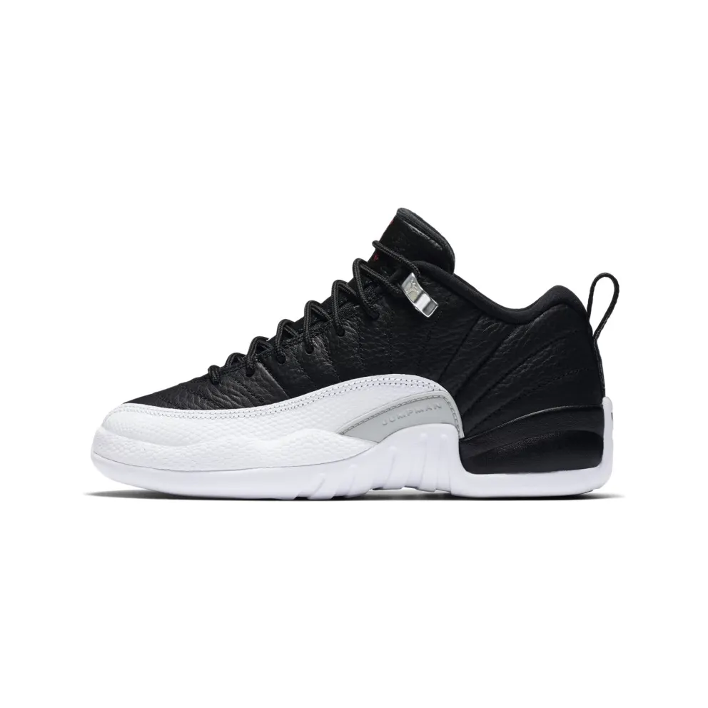 Jordan 12 Retro Low Playoffs (GS) Black/Varsity Red-White-Metallic Silver (308305-004)