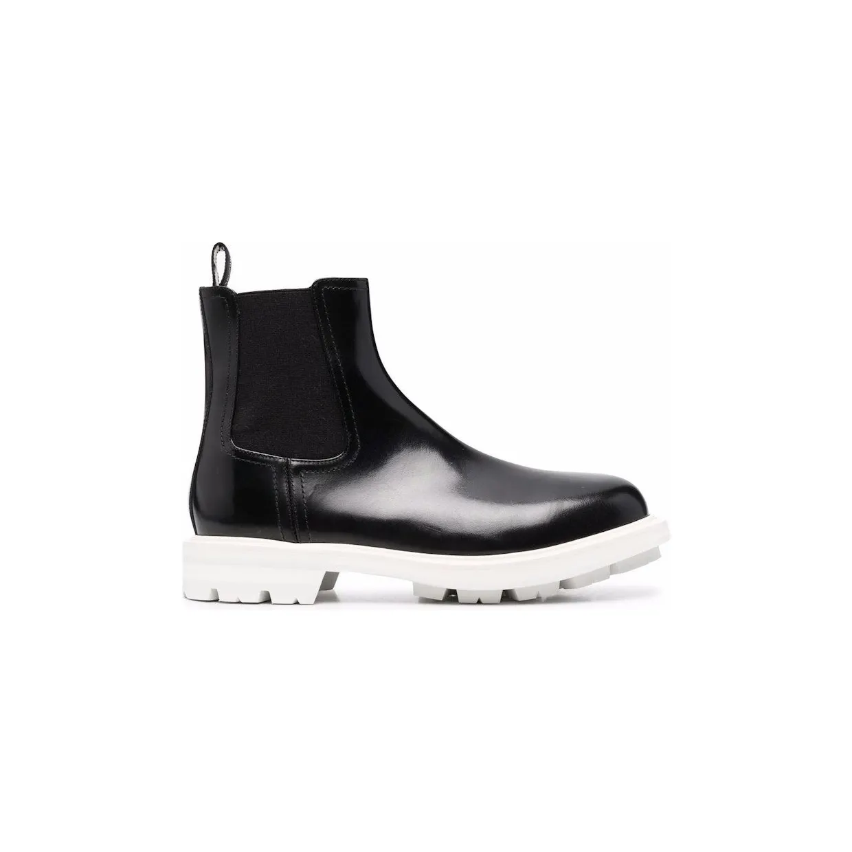 Alexander McQueen Leather Chelsea Boots Black White (683568WHZ8C1053)