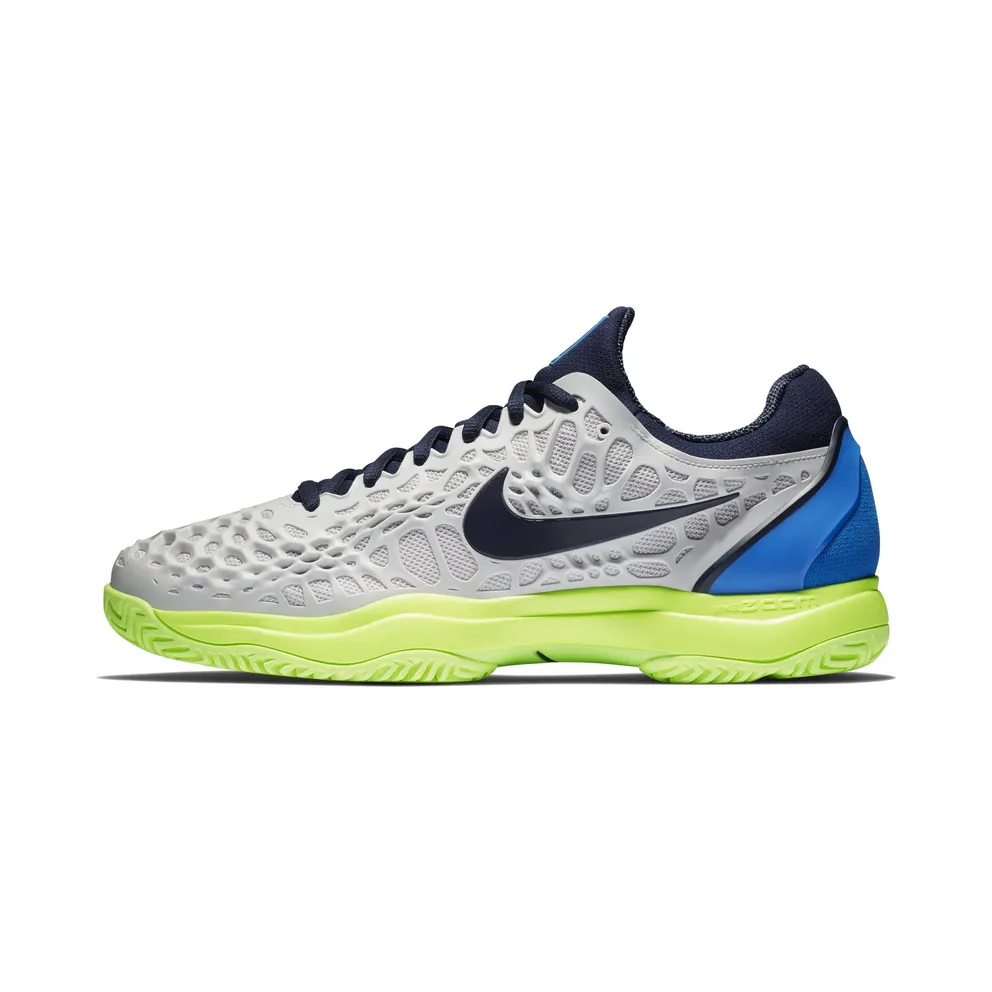 NikeCourt Zoom Cage 3 Hardcourt “Vast Grey / Signal Blue / Volt Glow / Blackened Blue” (918193-004)