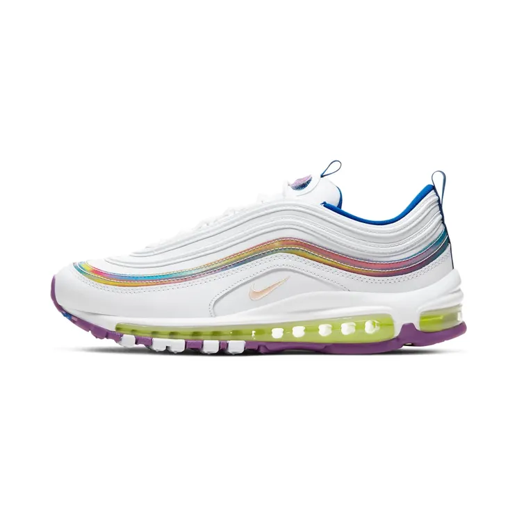 Nike Air Max 97 SE ‘White Iridescent Stripes’ White/Purple Nebula/Hyper Blue/Washed Coral (CW2456-100)