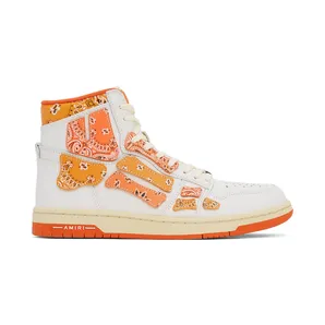 AMIRI White & Orange Skel Top Hi Bandana Sneakers (PS22MFS016-665)