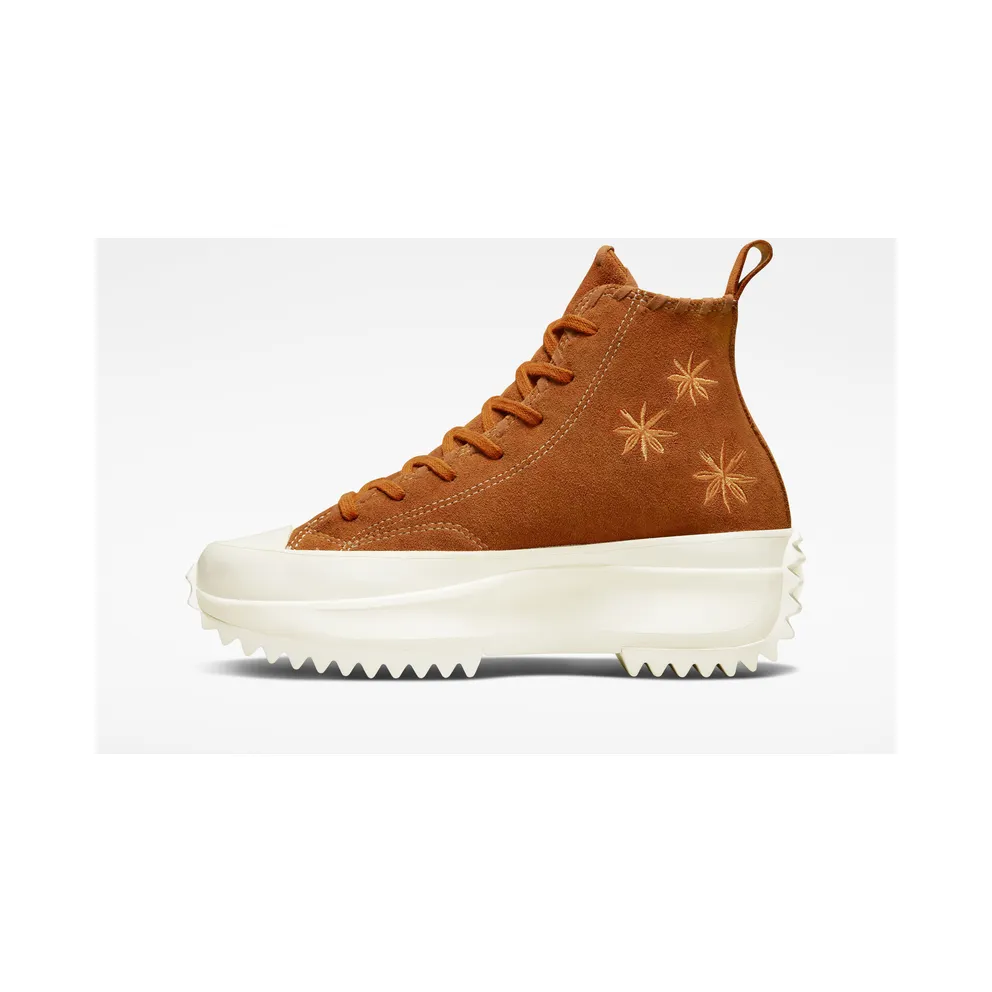 Converse Run Star Hike Platform Embroidered Florals Amber Sepia/Egret/Egret (A04299C)