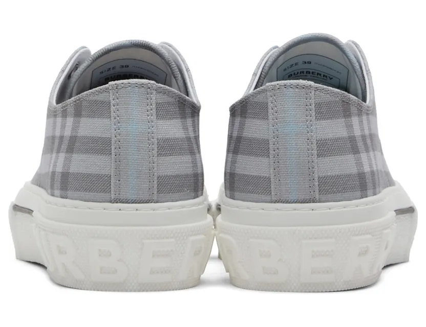 Burberry Gray Cotton Check Sneakers (8052341) (2)