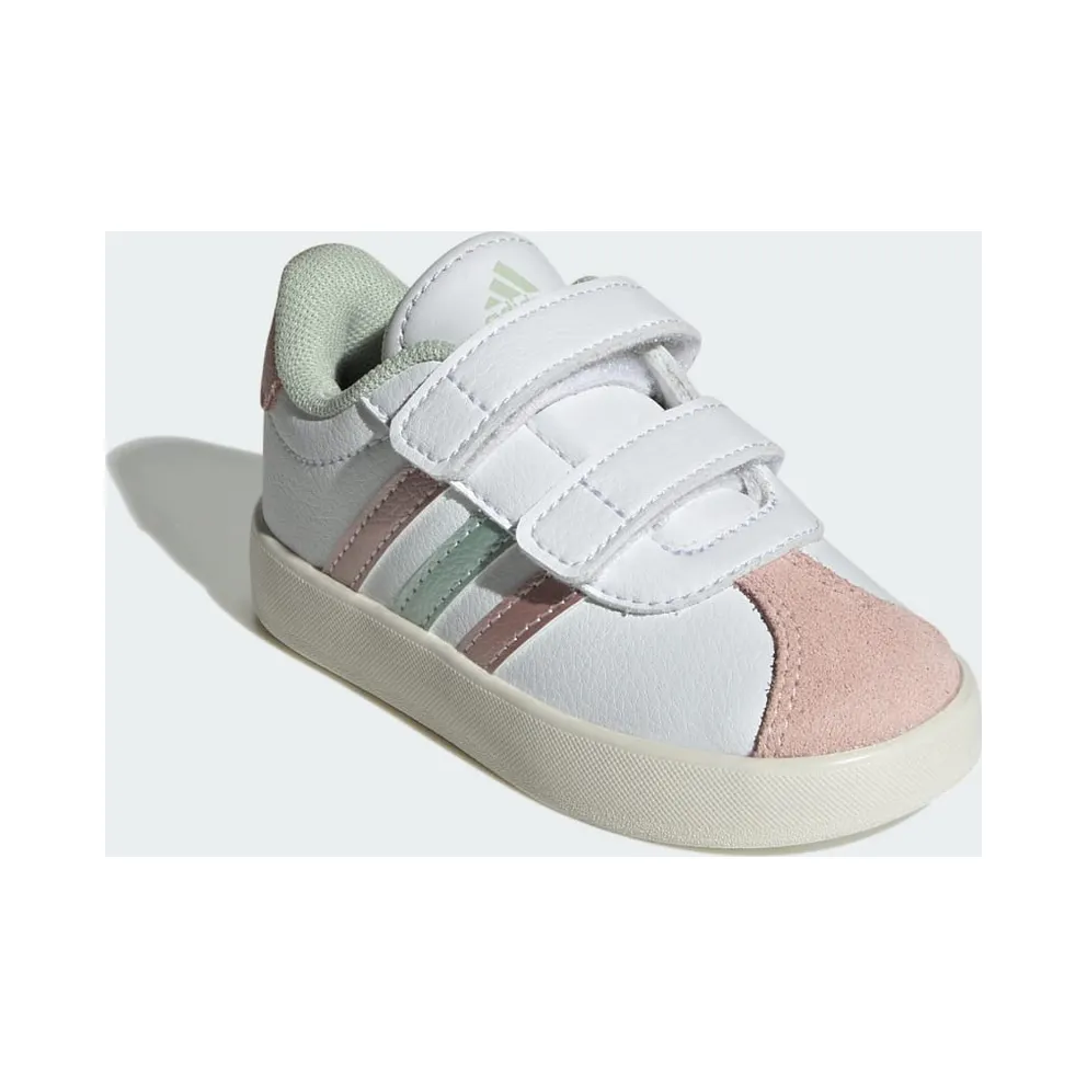 Adidas VL Court 3.0 Skateboard Shoes Kids Cloud White / Linen Green Met. / Sandy Pink Met. (IH4951)