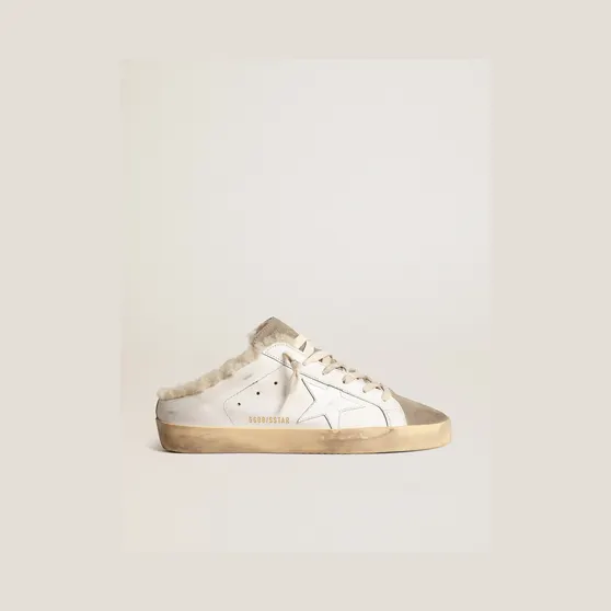 Golden Goose Super-Star Sabots With White Leather Star And Shearling Lining (GWF00110.F003975.81760)