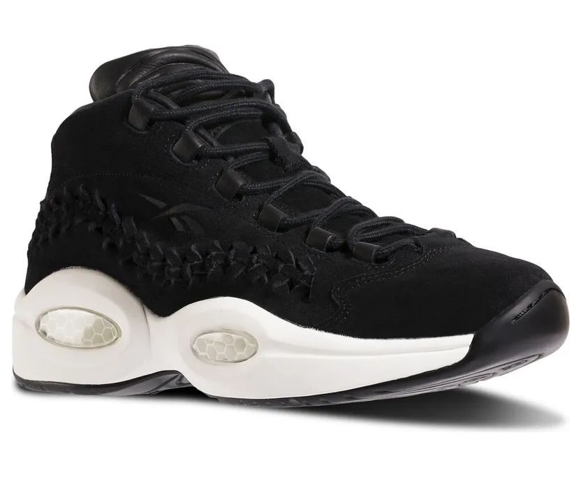 Reebok Question Mid Hall of Fame Black Braid Black/White (Other Brands Reebok)