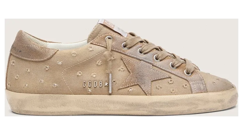 Golden Goose Women’S Super-Star In Tobacco Canvas With Suede Star And Crystal Inserts (GWF00101.F008506.55353)