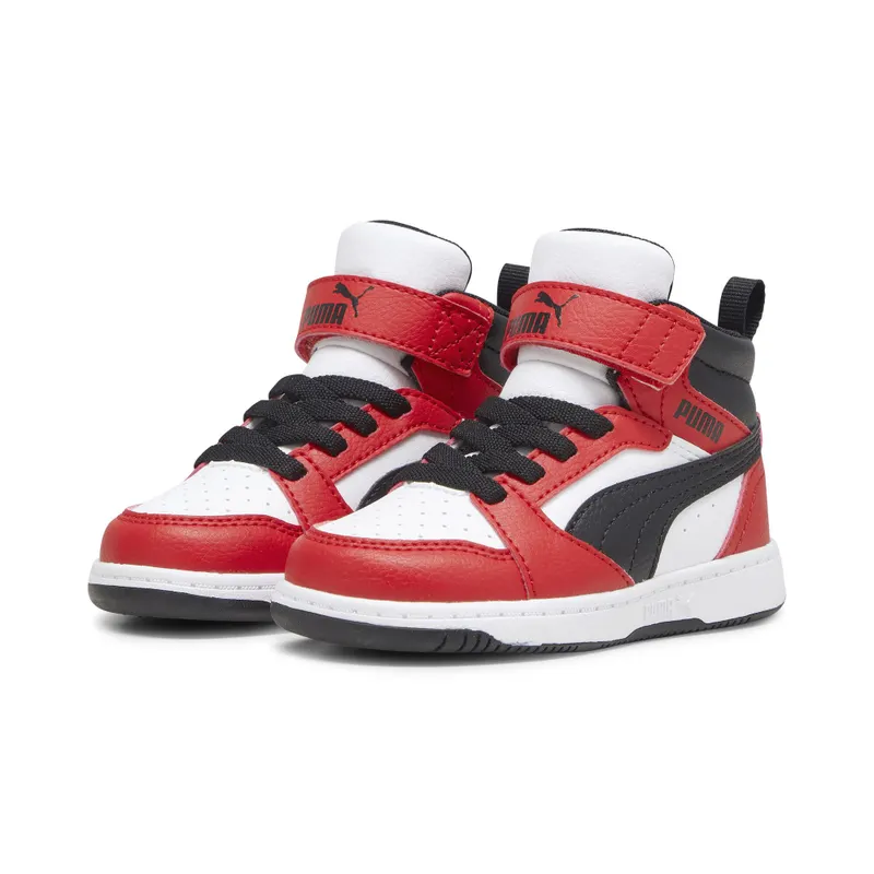 Puma Rebound V6 Mid “Puma White / Puma Black / For All Time Red” (396542_03)