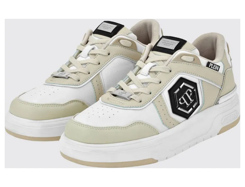 Philipp plein Leather and Mesh Sneakers Beige (SAESUSC0766PTE120N06)