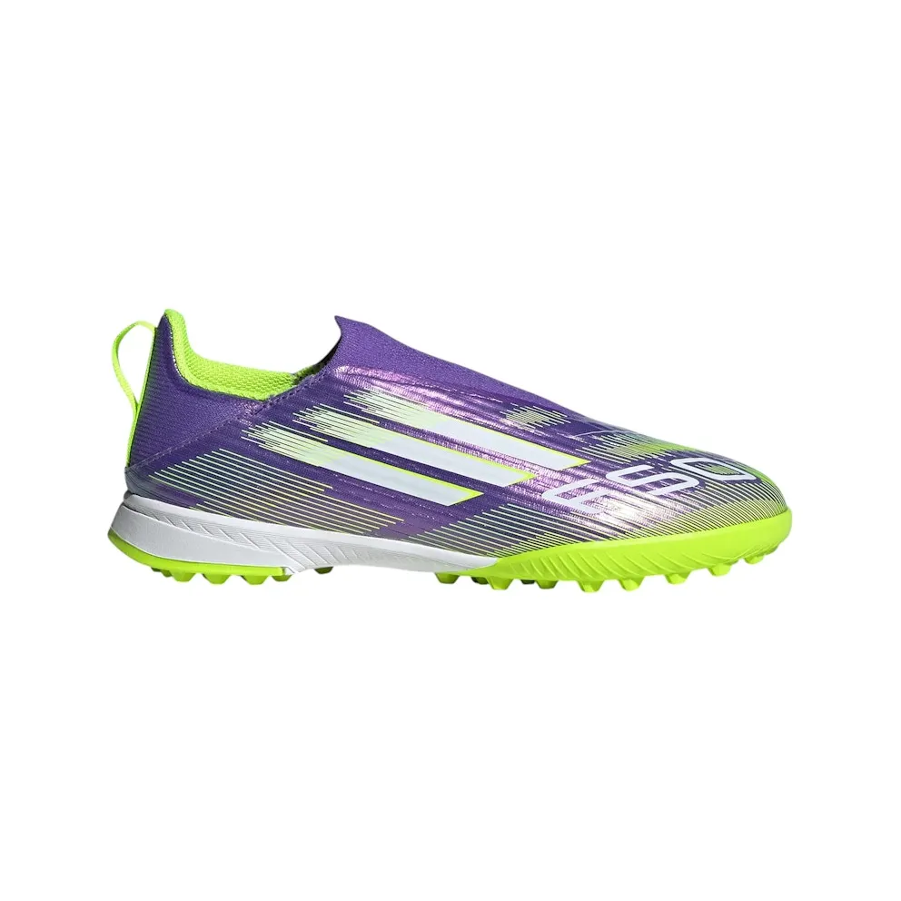 adidas F50 League Laceless Turf Boots Kids “Purple Rush / Cloud White / Lucid Lemon” (JI0010)