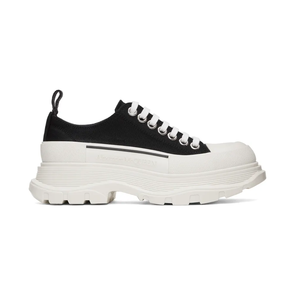 Alexander McQueen Black & White Tread Slick Sneakers (697072W4MV2)
