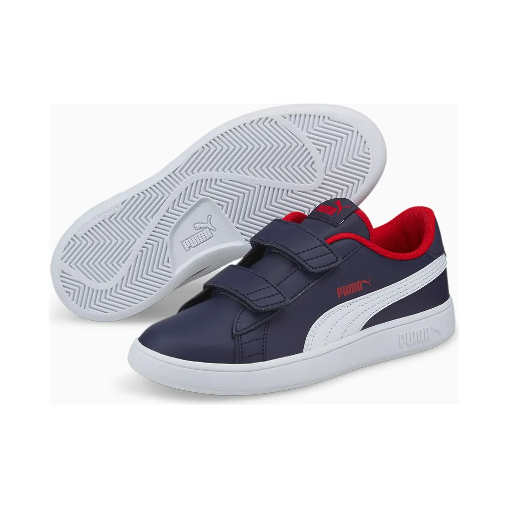 PUMA Smash V2 Kids’ Peacoat/White/High Risk Red (365173-13)
