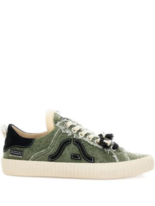 springa Ausgefranste Sneakers aus Canvas – Grün (WAVYOLONAGREEN)