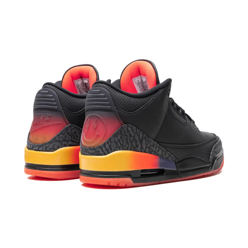 Jordan x J. Balvin Air Jordan 3 “Black/Solar Flare/Total Crimson/Abyss” (FN0344-001)