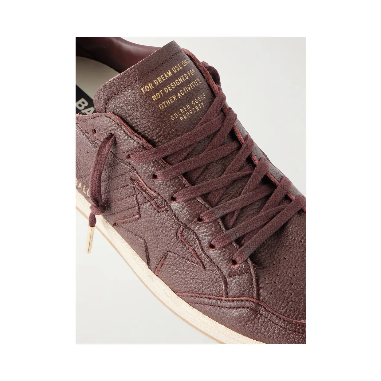 Golden Goose Ball Star Distressed Leather Sneakers Burgundy (GMF00117.F008888) (5)