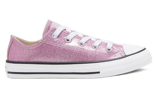 Converse Big Kids Coated Glitter Chuck Taylor All Star Low Top Black Black (668467C)
