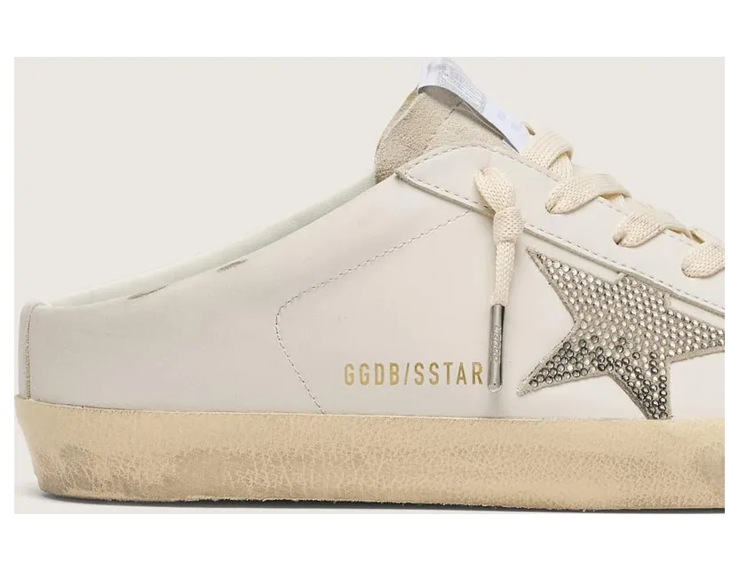 Golden Goose Super-Star Sabots In White Leather With Swarovski Star (GWF00110.F008871.10973) (4)