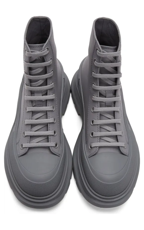 Alexander McQueen Grey Tread Slick High Sneakers (627206WIB81) (5)