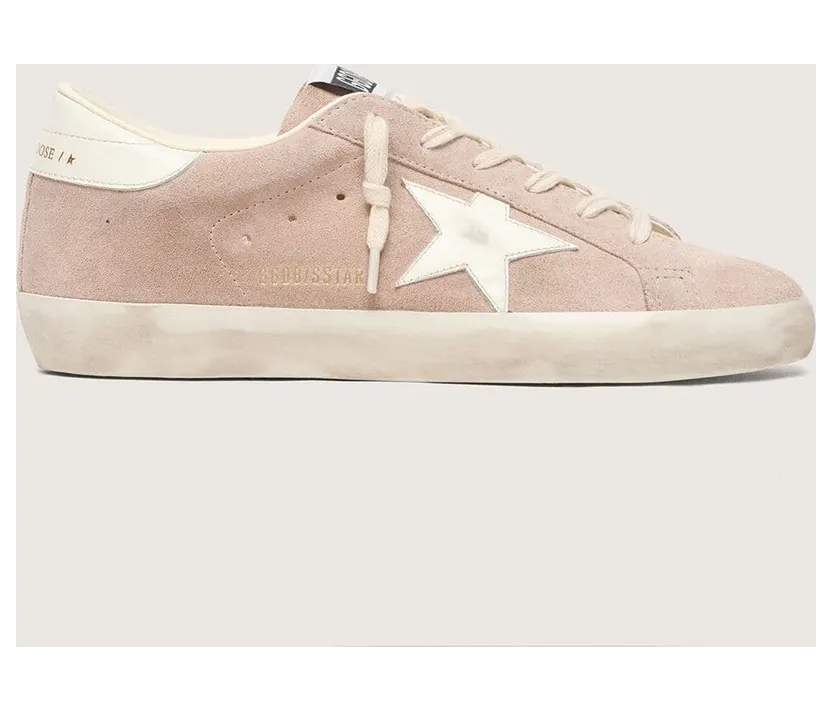 Golden Goose Women’S Super-Star In Powder-Pink Suede With White Star (GWF01016.F008951.25698)