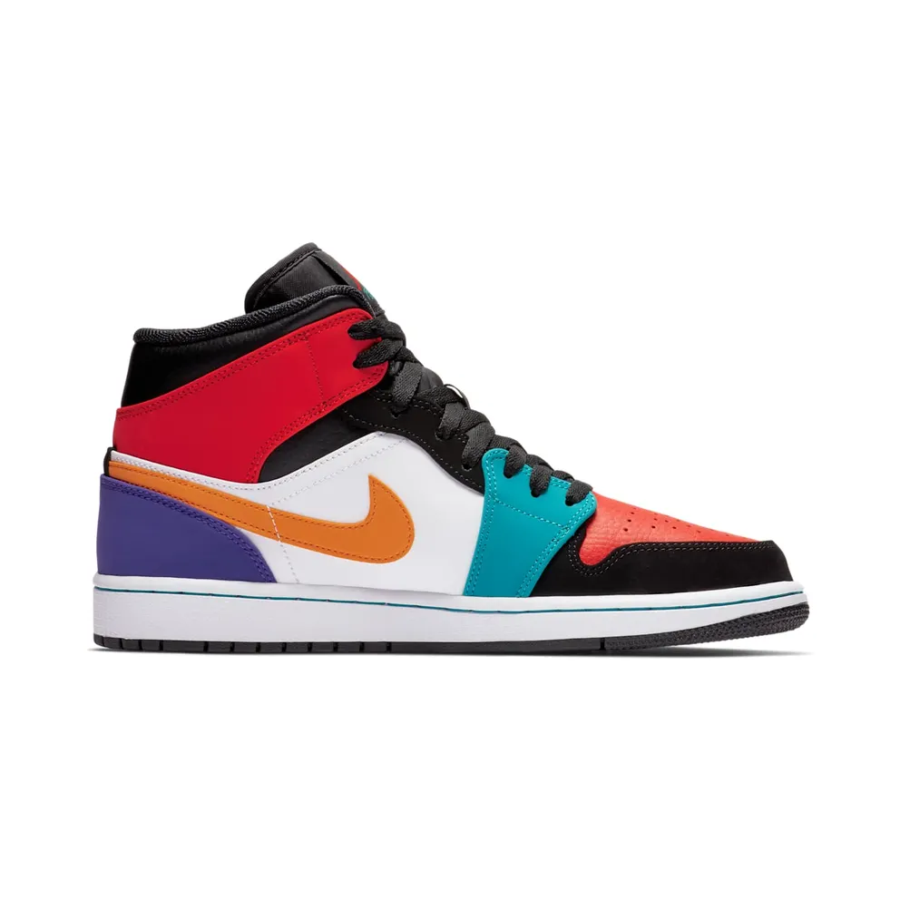 Jordan 1 Mid Bred Multi-Color White/University Red-Black-Turbo Green (554724-125)