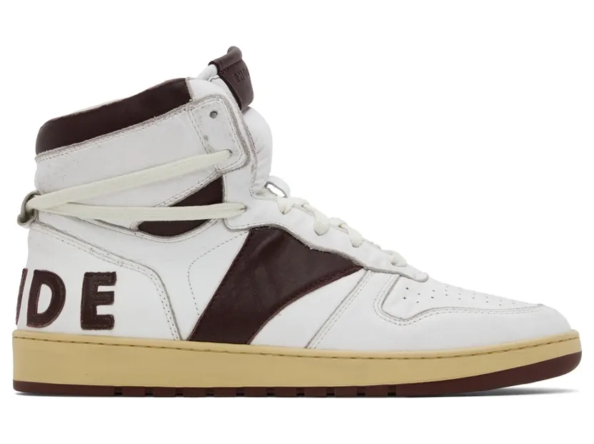 Rhude White & Brown Rhecess Hi Sneakers (RHPF22FO03178500)