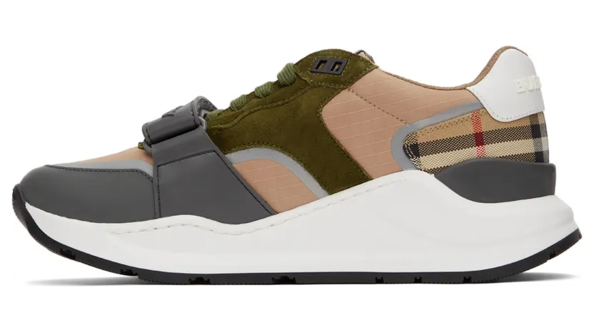 Burberry Green & Beige Ramsey Sneakers (8045292) (3)