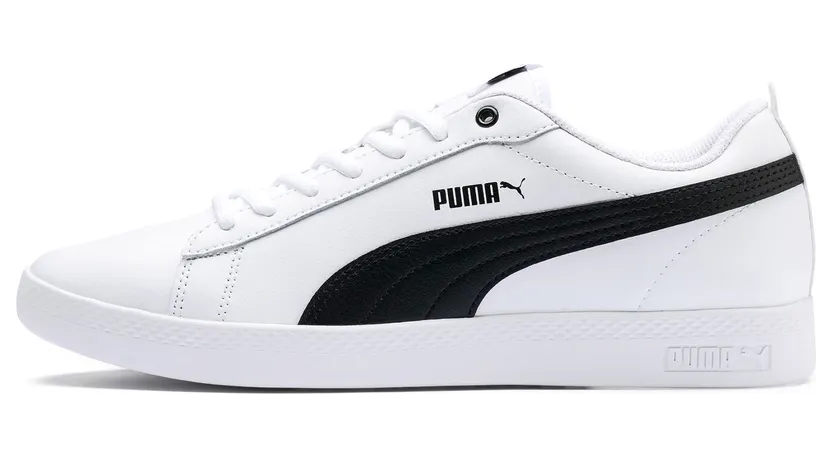 Puma Smash v2 Leder Damen Weiß/Schwarz (365208-01)